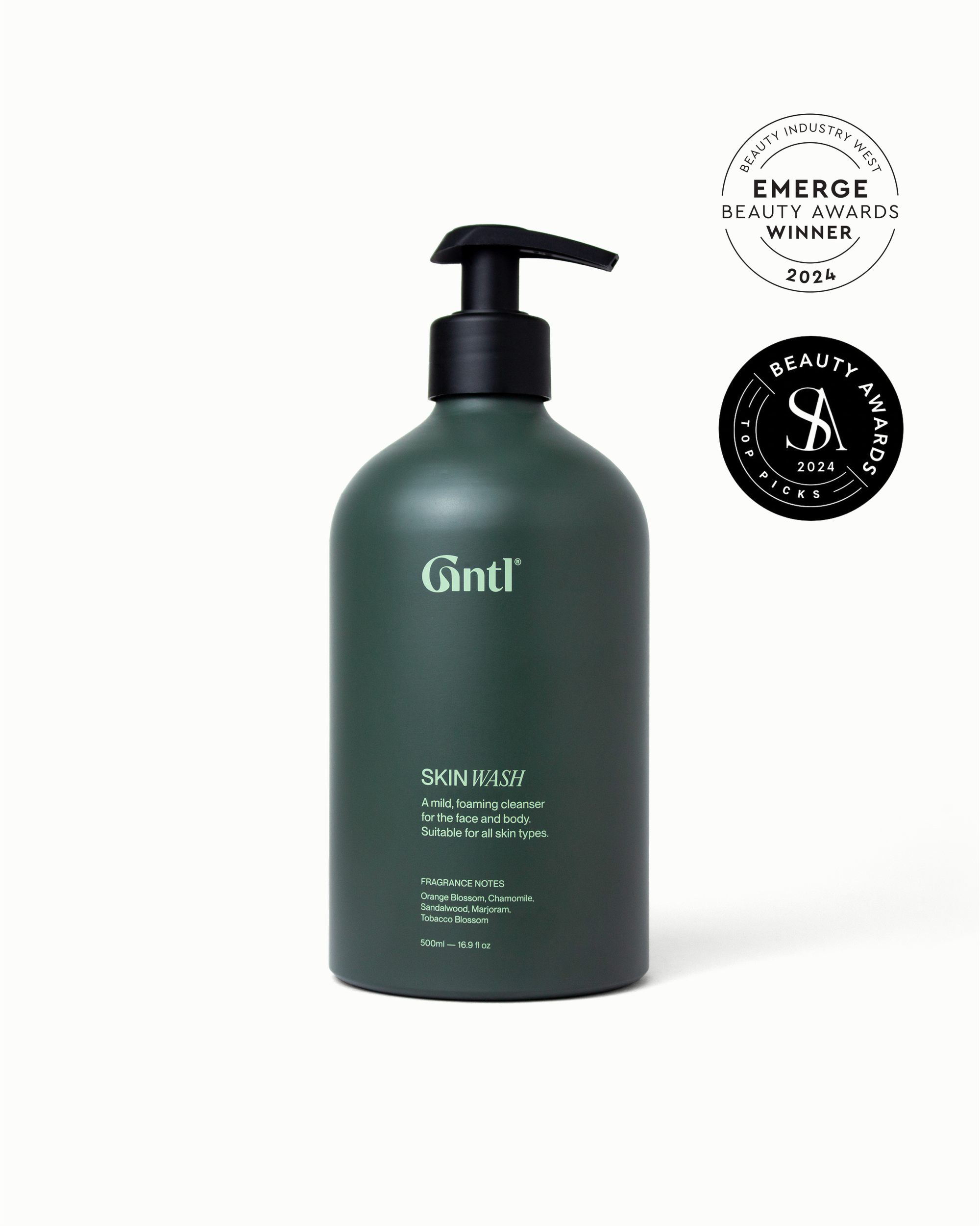 Gntl Skin Wash — 3x award-winning facial-grade face and body cleanser in refillable aluminum bottle
